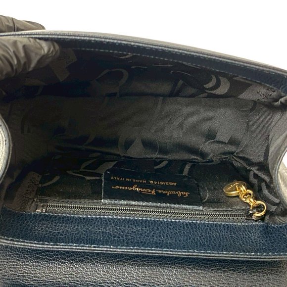 Salvatore Ferragamo Gancini Leather Shoulder Bag/Pochette in Navy Blue (19938) - Picture 9 of 10